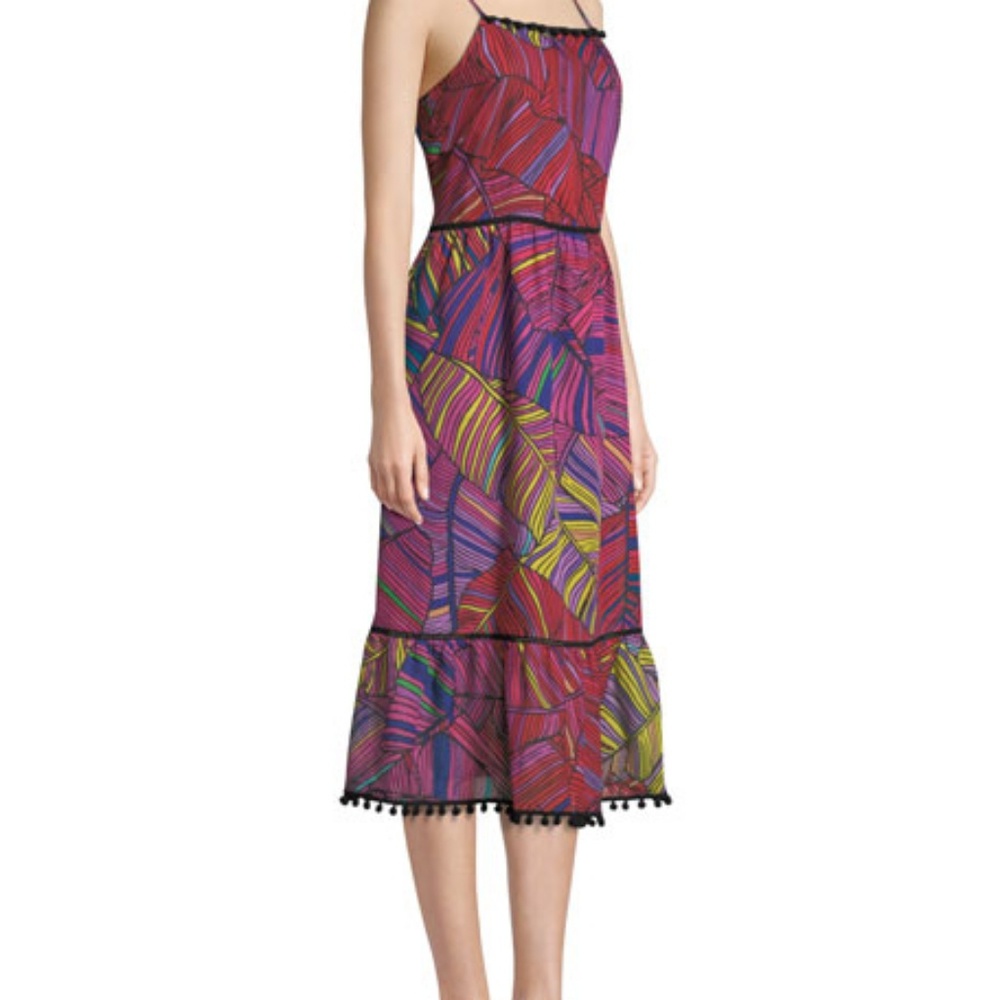 Scoop-Neck Sleeveless Multicolor Palm-Print Maxi D